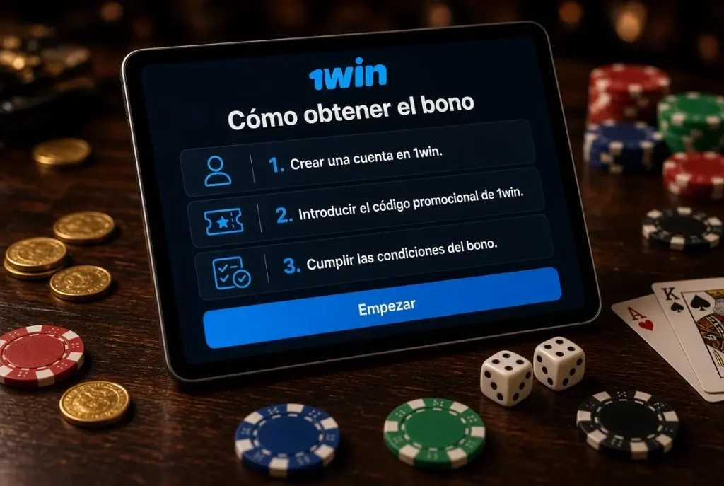 Tablet con pasos para obtener el código promocional